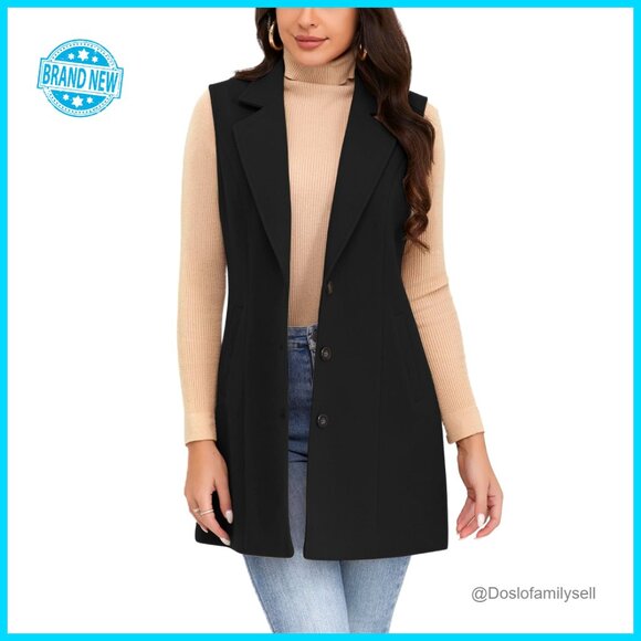 Sleeveless Wool Plaid Vest Slim Fit Blazer Jacket Cardigan Outerwear Chic